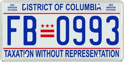 DC license plate FB0993