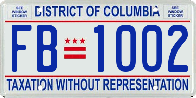 DC license plate FB1002