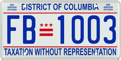 DC license plate FB1003