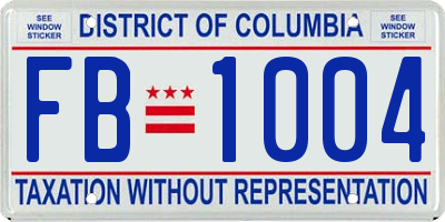 DC license plate FB1004