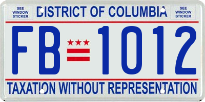 DC license plate FB1012