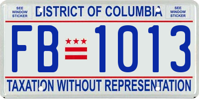 DC license plate FB1013