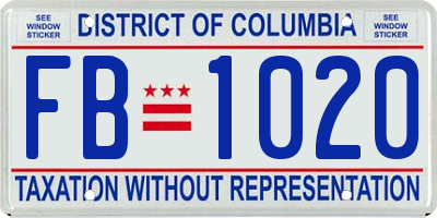 DC license plate FB1020