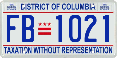 DC license plate FB1021