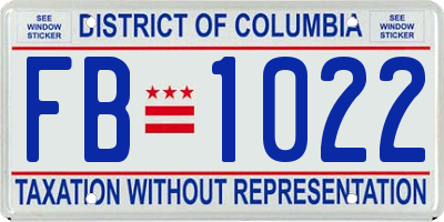 DC license plate FB1022