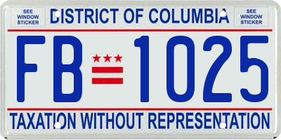 DC license plate FB1025