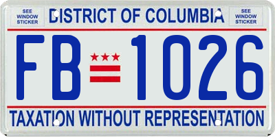 DC license plate FB1026