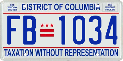 DC license plate FB1034