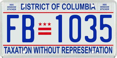 DC license plate FB1035