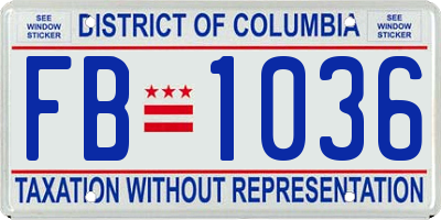 DC license plate FB1036