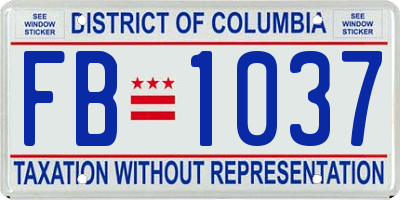 DC license plate FB1037