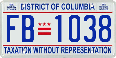 DC license plate FB1038