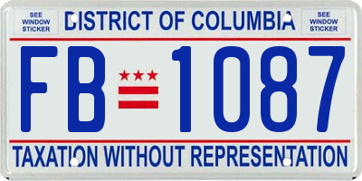 DC license plate FB1087