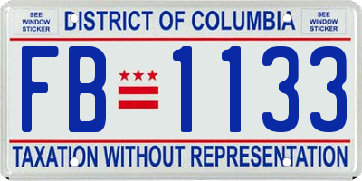 DC license plate FB1133