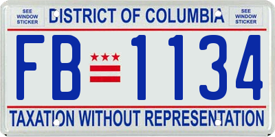 DC license plate FB1134