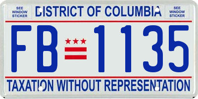 DC license plate FB1135