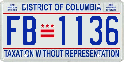 DC license plate FB1136