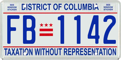 DC license plate FB1142