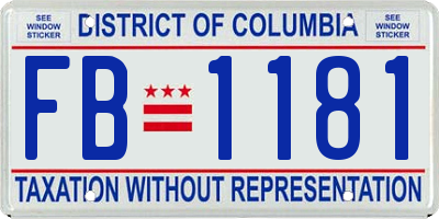 DC license plate FB1181