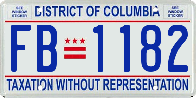 DC license plate FB1182