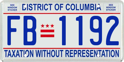 DC license plate FB1192