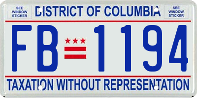 DC license plate FB1194