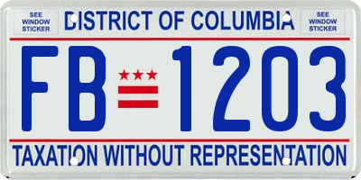 DC license plate FB1203