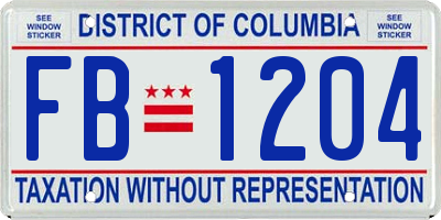 DC license plate FB1204