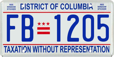 DC license plate FB1205