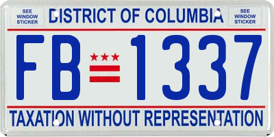 DC license plate FB1337