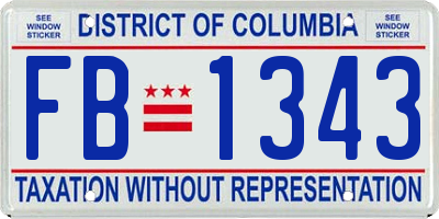 DC license plate FB1343