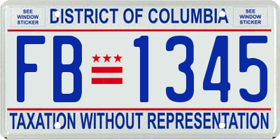 DC license plate FB1345