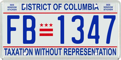 DC license plate FB1347