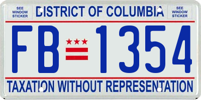 DC license plate FB1354