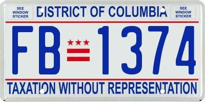 DC license plate FB1374