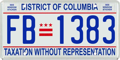 DC license plate FB1383