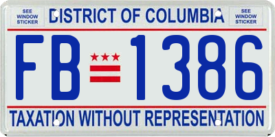 DC license plate FB1386