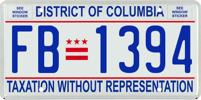 DC license plate FB1394