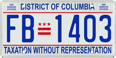 DC license plate FB1403