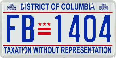 DC license plate FB1404