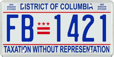 DC license plate FB1421