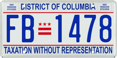 DC license plate FB1478