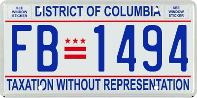 DC license plate FB1494