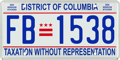 DC license plate FB1538