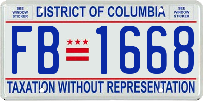 DC license plate FB1668