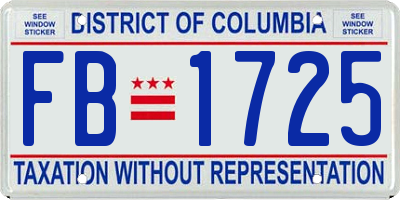 DC license plate FB1725