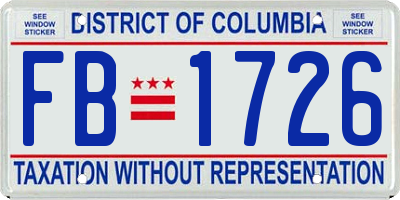 DC license plate FB1726