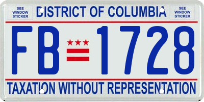 DC license plate FB1728