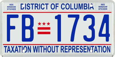 DC license plate FB1734