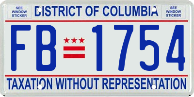 DC license plate FB1754